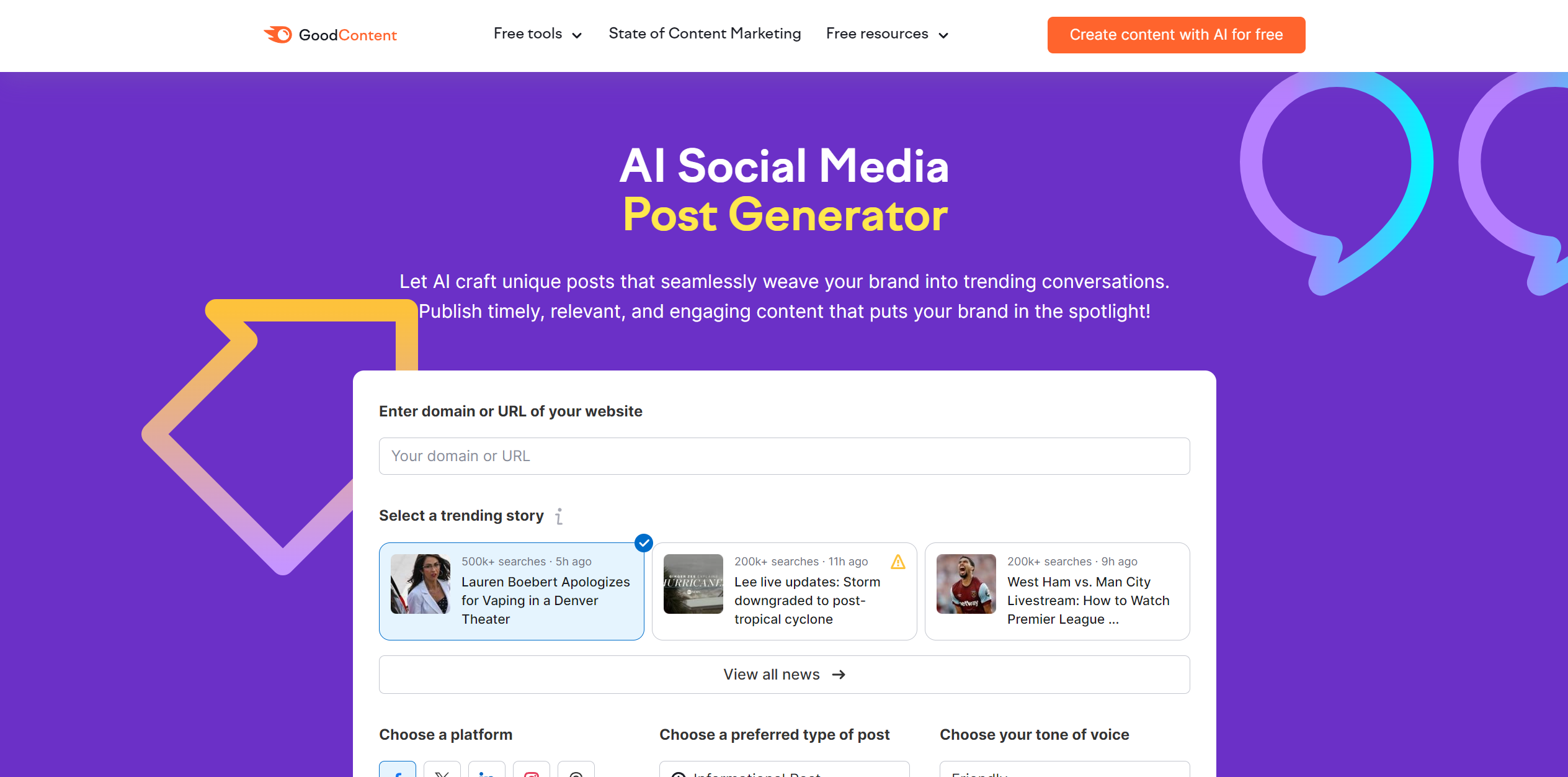 AI Social Media Post Generator screenshot