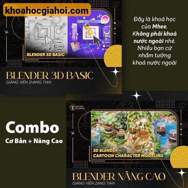 Combo 2 Khóa Blender Cơ Bản + Nâng Cao Cùng Mhee Art Combo 2 Khóa Blender Cơ Bản + Nâng Cao Cùng Mhee Art