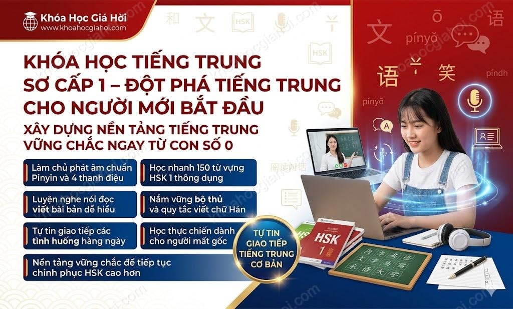 Khóa Học Tiếng Trung Sơ Cấp 1 - Đột Phá Tiếng Trung Cho Người Mới Bắt Đầu