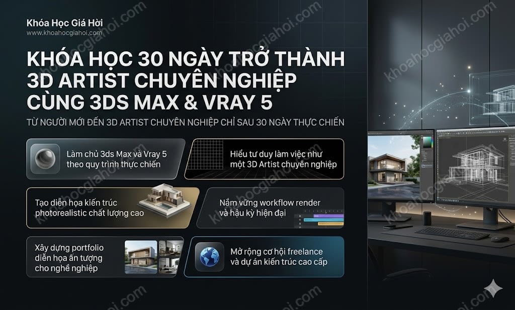 Khóa Học 30 Ngày Trở Thành 3D Artist Chuyên Nghiệp Cùng 3ds Max & Vray 5