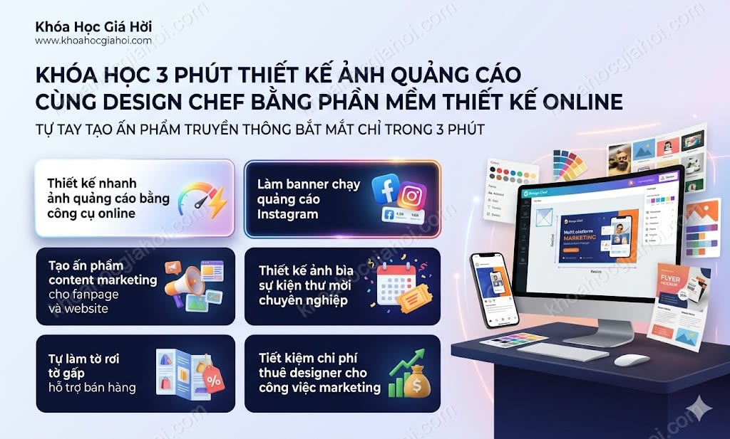 Khóa Học 3 Phút Thiết Kế Ảnh Quảng Cáo Cùng Design Chef Bằng Phần Mềm Thiết Kế Online