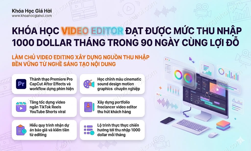 Khóa Học Video Editor [ Đạt Được Mức Thu Nhập $1000/ Tháng Trong 90 Ngày ] Cùng Lợi Đỗ