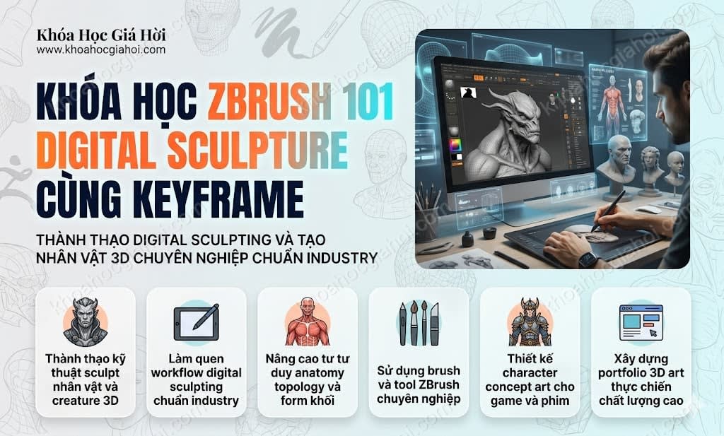 Khóa Học Zbrush 101 Digital Sculpture Cùng Keyframe