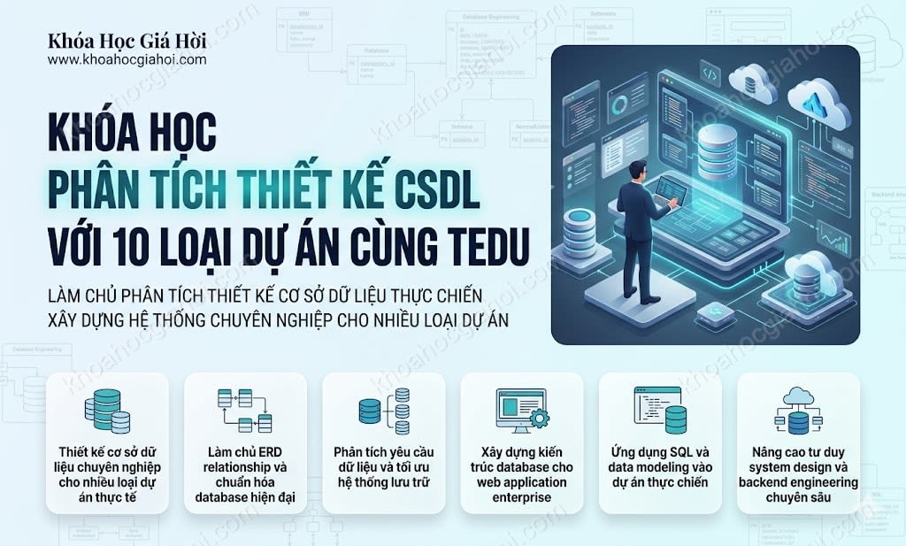 Khóa Học Phân Tích Thiết Kế Csdl Với 10 Loại Dự Án Cùng Tedu
