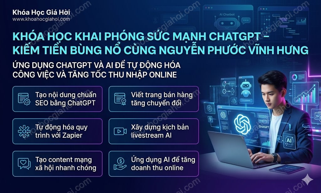 Khóa Học Khai Phóng Sức Mạnh Chatgpt – Kiếm Tiền Bùng Nổ Cùng Nguyễn Phước Vĩnh Hưng