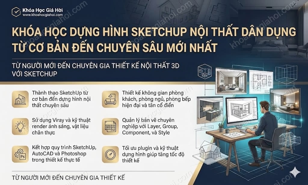 Khóa Học Dựng Hình Sketchup Nội Thất Dân Dụng Từ Cơ Bản Đến Chuyên Sâu Mới Nhất