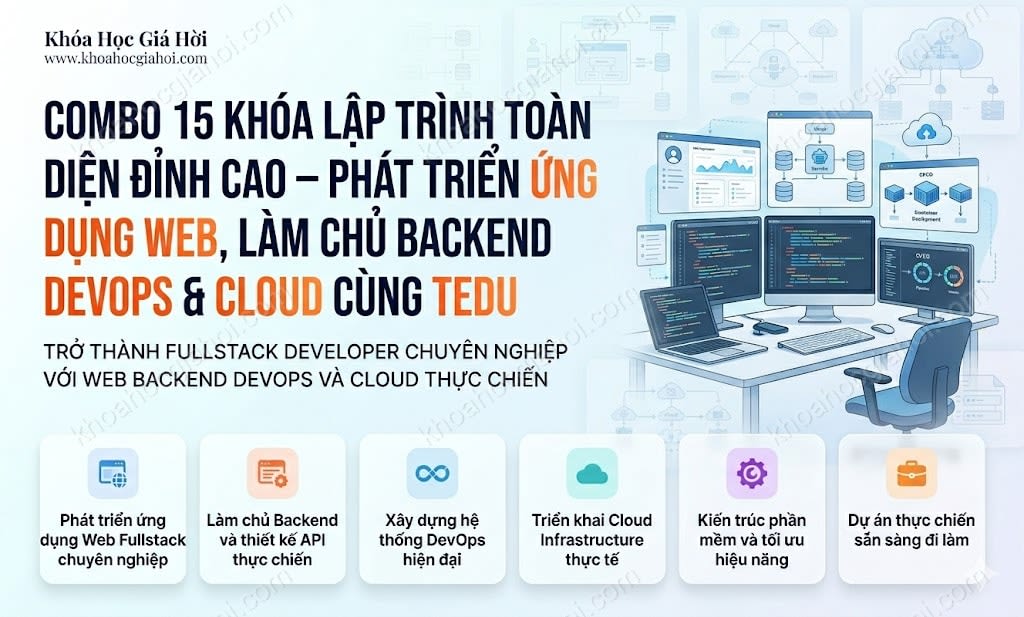 Combo 15 Khóa Lập Trình Toàn Diện Đỉnh Cao – Phát Triển Ứng Dụng Web, Làm Chủ Backend, Devops & Cloud Cùng Tedu