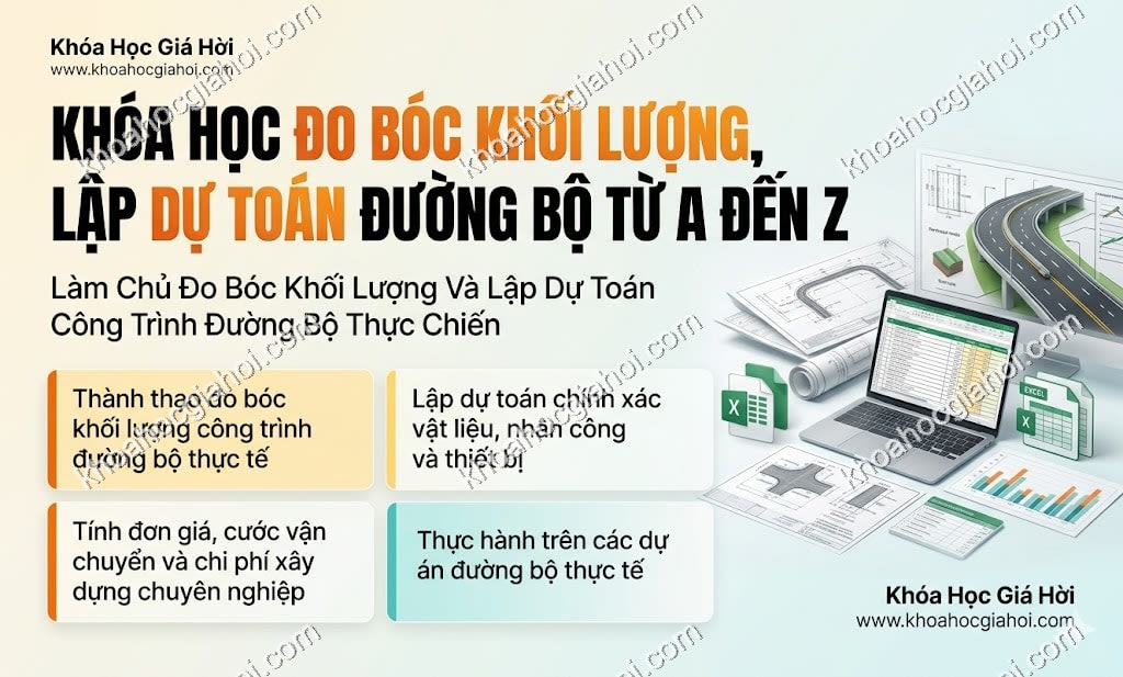 Khóa Học Đo Bóc Khối Lượng, Lập Dự Toán Đường Bộ Từ A Đến Z Khóa Học Đo Bóc Khối Lượng, Lập Dự Toán Đường Bộ Từ A Đến Z