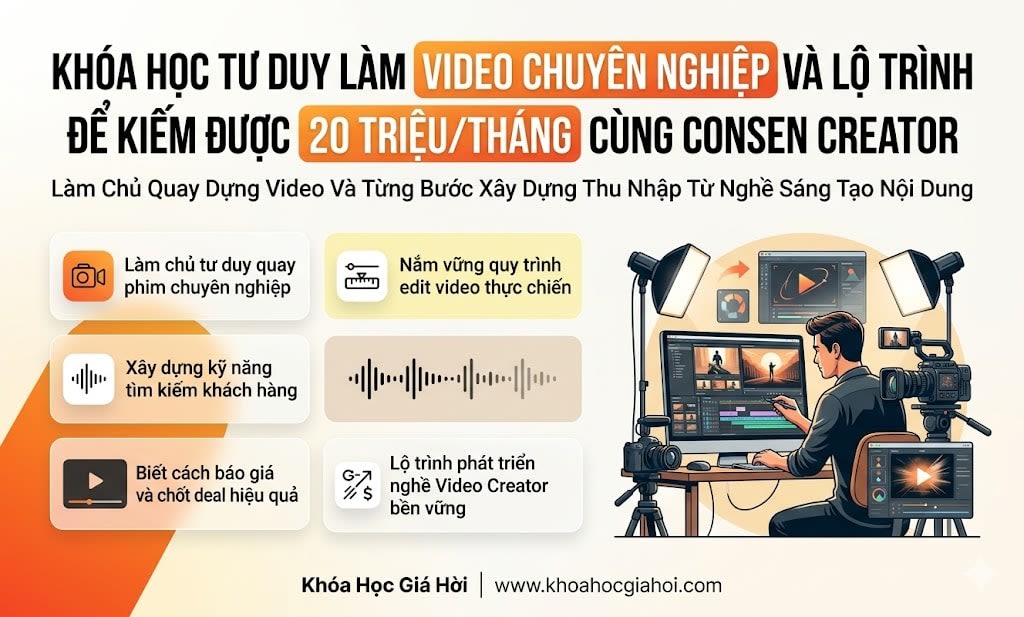 Khóa Học Tư Duy Làm Video Chuyên Nghiệp Và Lộ Trình Để Kiếm Được 20 Triệu/tháng Cùng Consen Creator