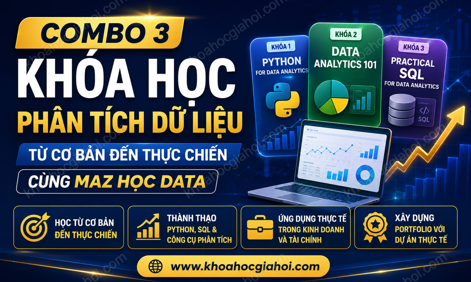 Combo 3 Khóa Học Phân Tích Dữ Liệu Từ Cơ Bản Đến Thực Chiến Cùng Maz Học Data