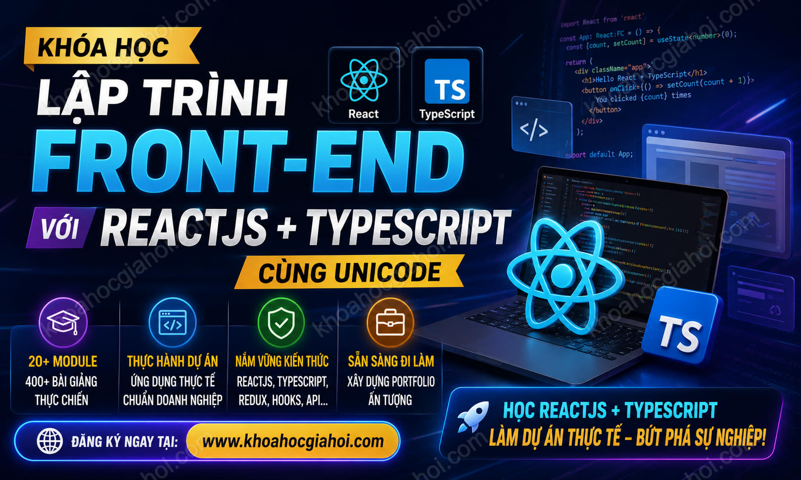 Khóa Học Lập Trình Front-End Với ReactJS + TypeScript Cùng Unicode