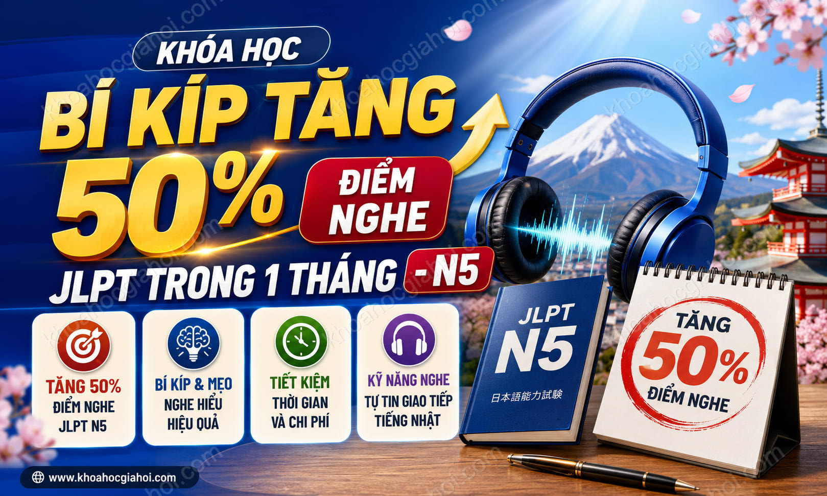 Khóa Học Bí Kíp Tăng 50% Điểm Nghe JLPT Trong 1 Tháng - N5