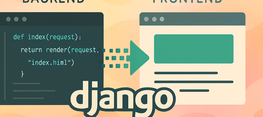 visual showing the backend/frontend connection with Django featured prominently