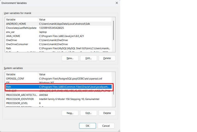 Environment Path Window
