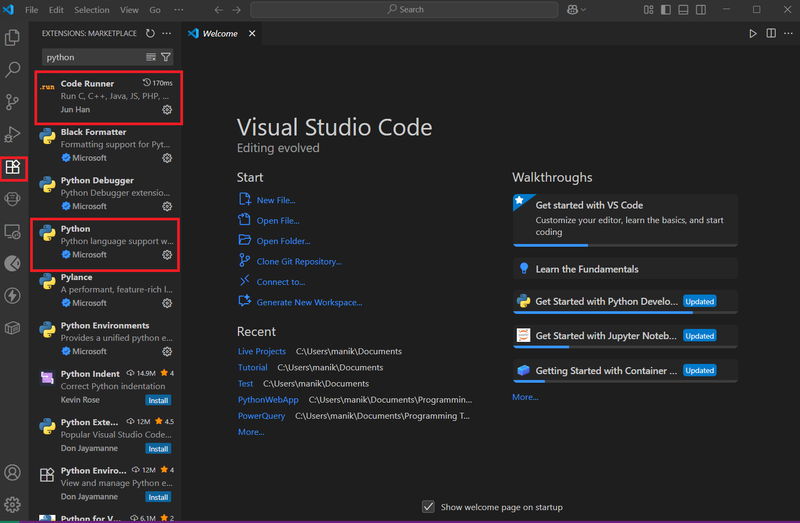 vs code extensions