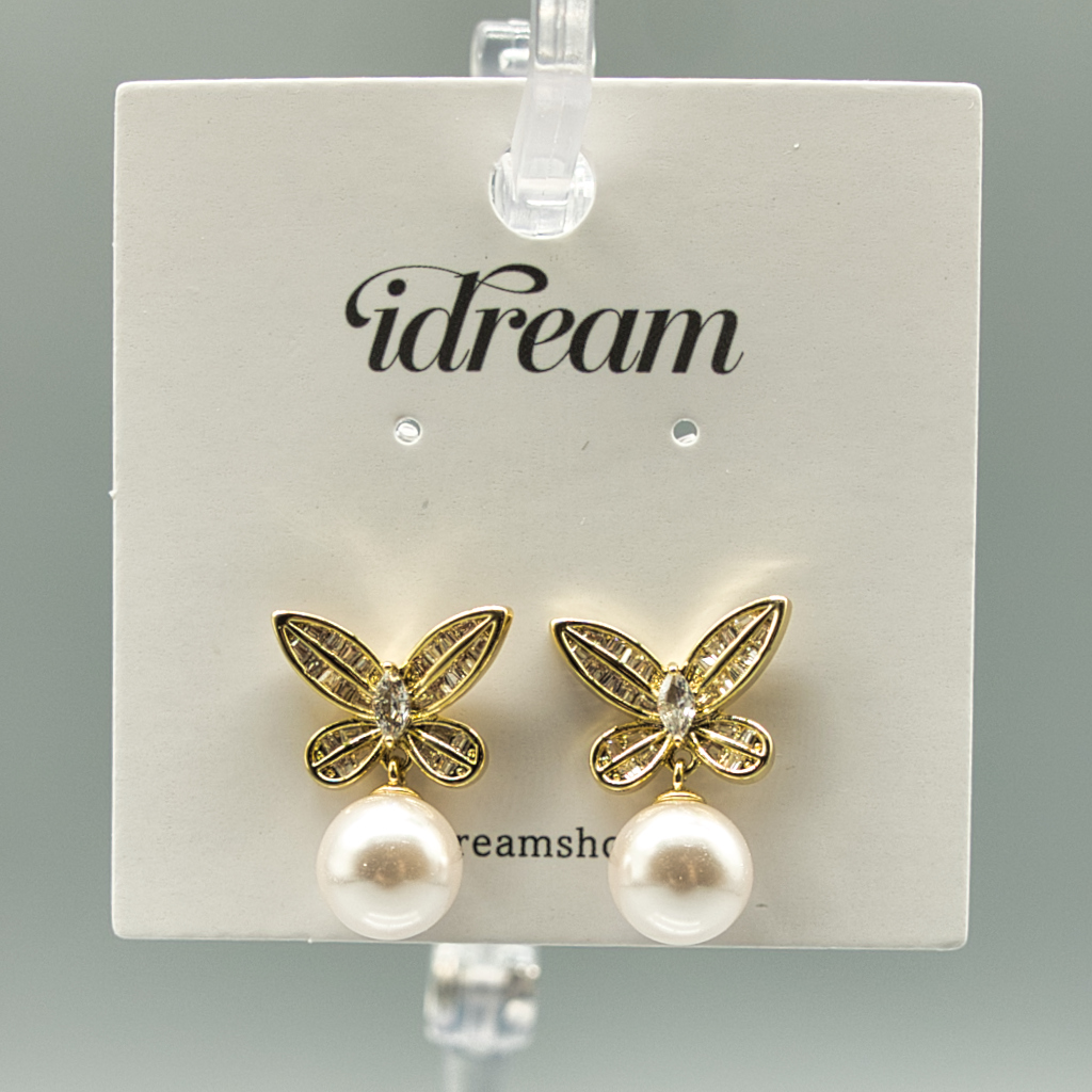 Butterfly Pearl Drop Earrings