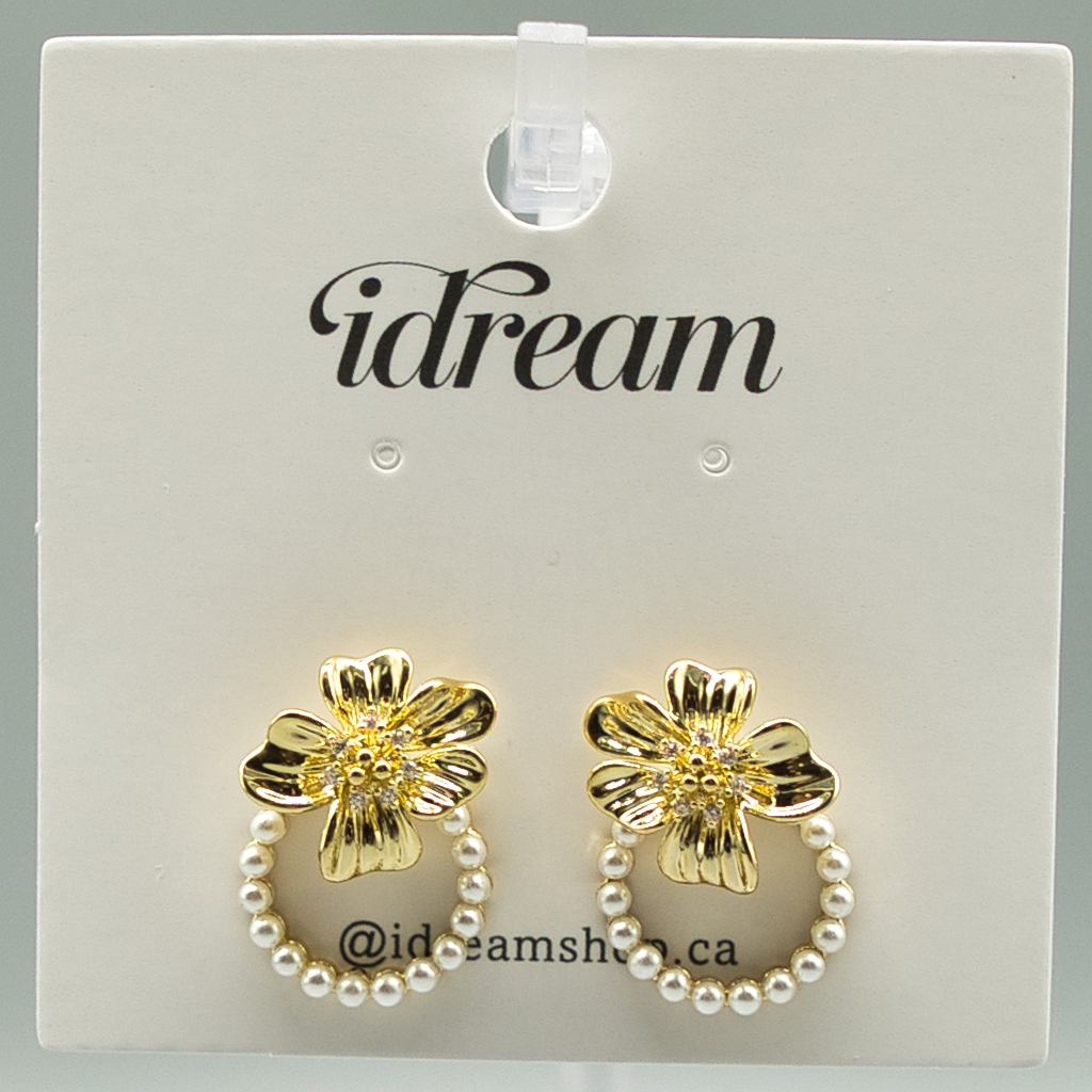 Floral Pearl Hoop Earrings