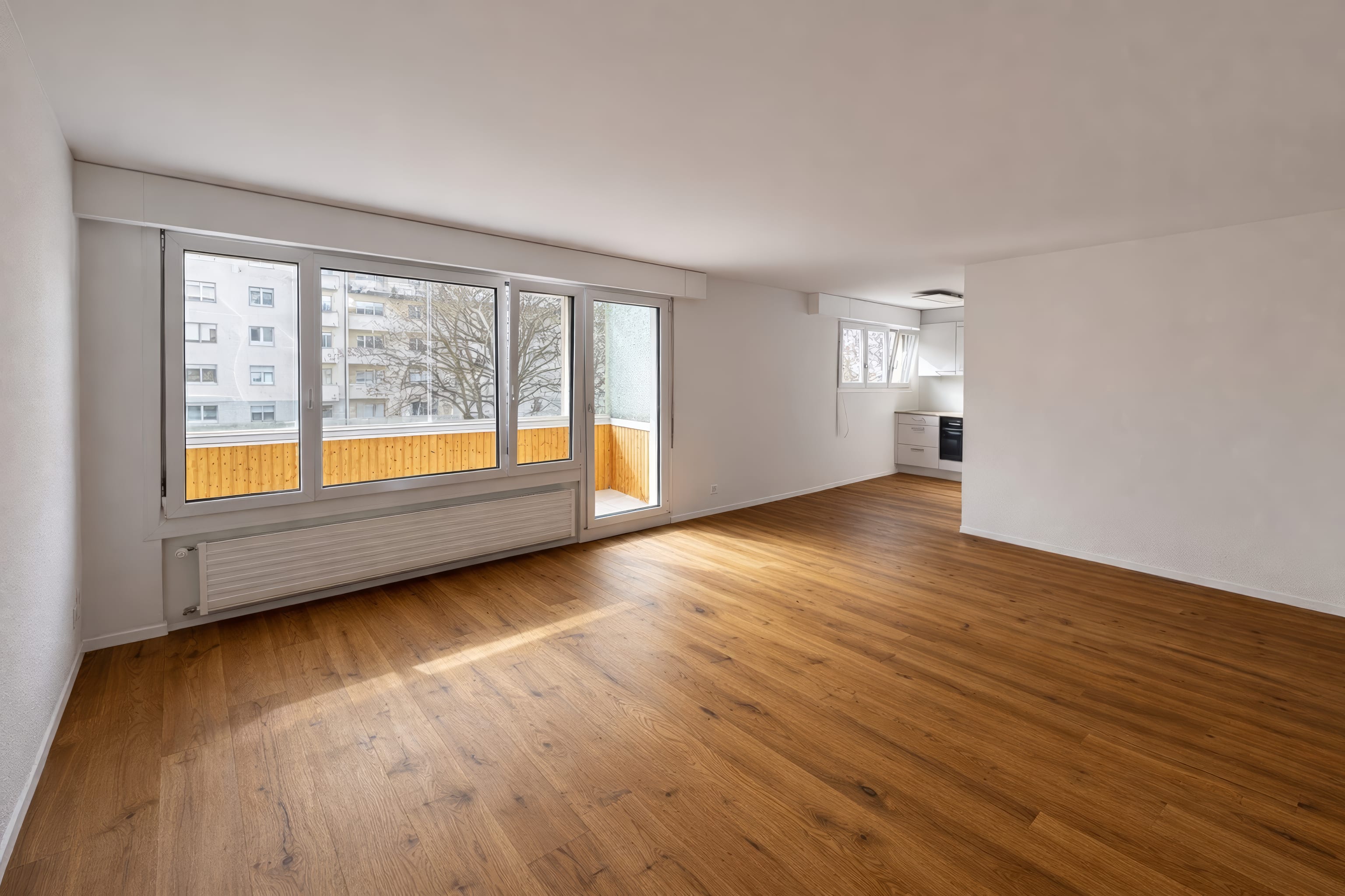 Empty living room before virtual staging