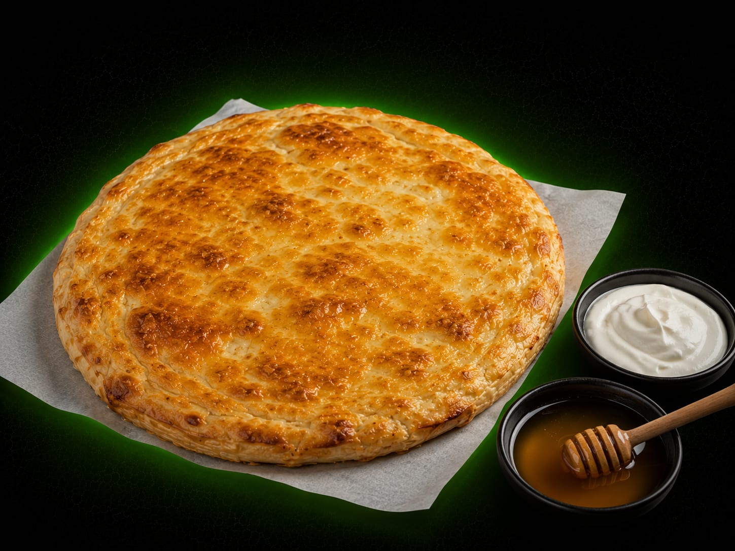 فطيرة سادة مع عسل وقشطة