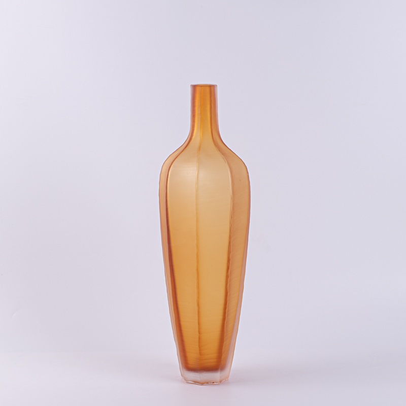 Amber Faceted Glass Vase