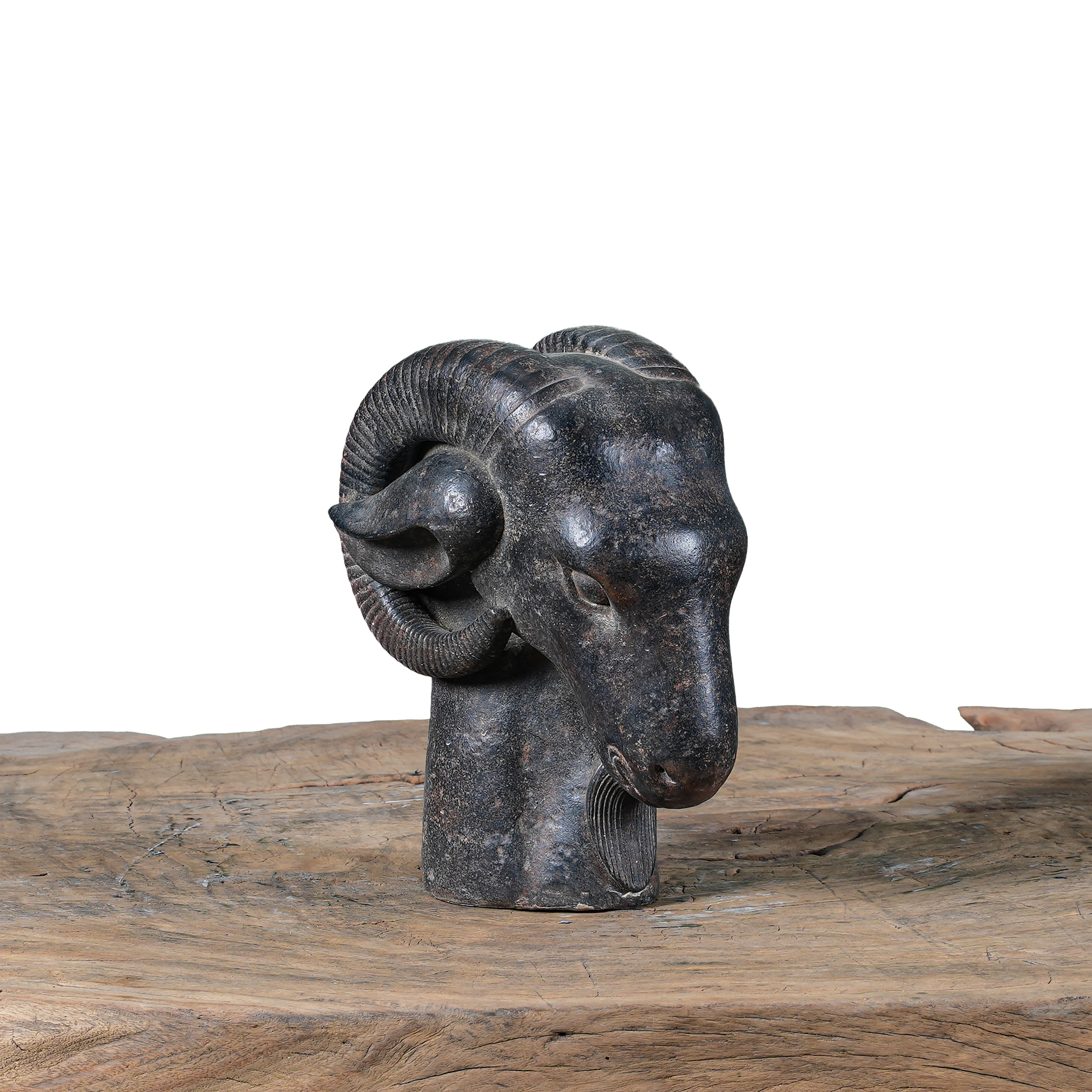 Carved Stone Ram's Head