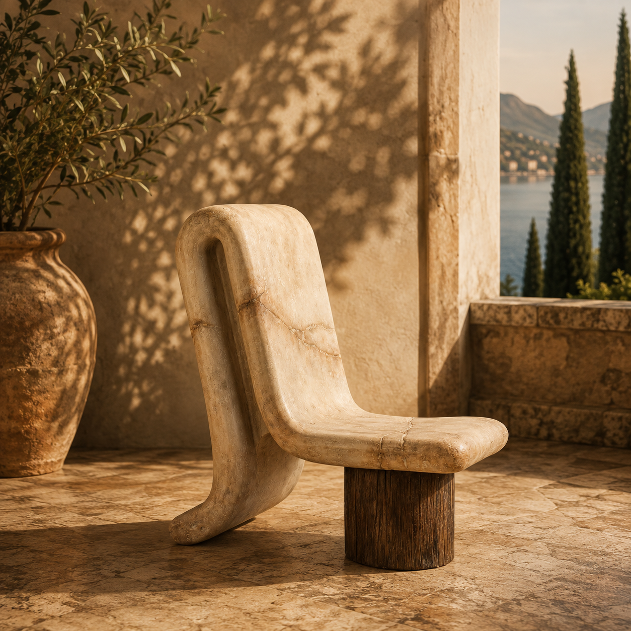 Sculptural Curved Accent Chair