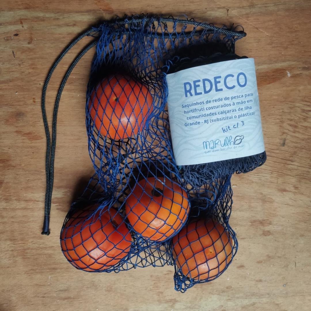 Redeco - kit com 3 saquinhos multiuso feitos de rede de pesca - Imagem 5