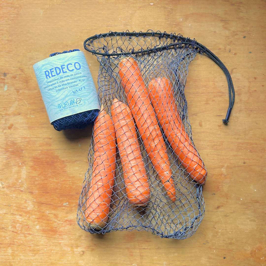 Redeco - kit com 3 saquinhos multiuso feitos de rede de pesca - Imagem 4