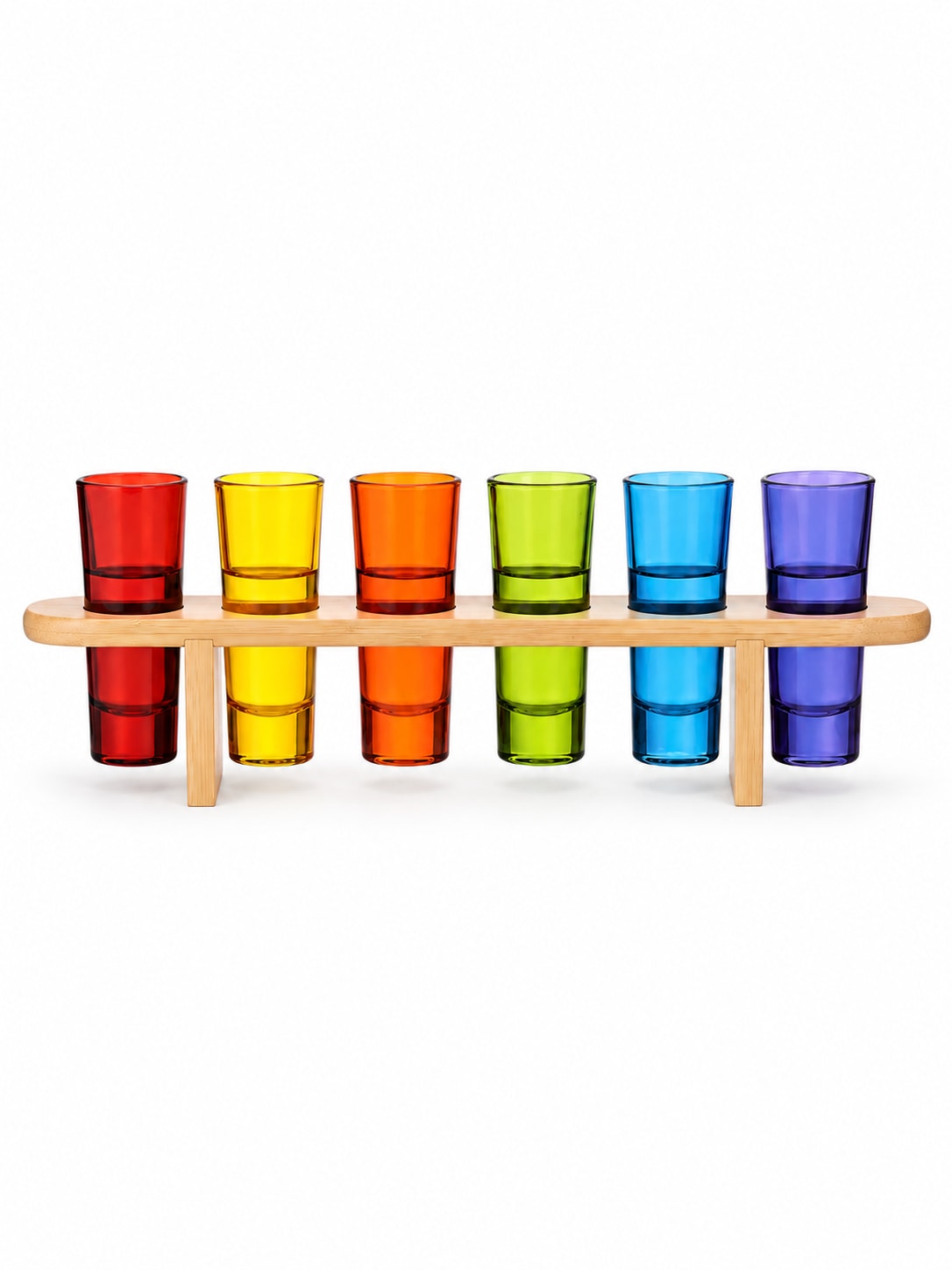 Danny Home Multicolour Shot Glass Set with Bamboo Rack