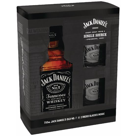 Jack Daniels Old No 7 with 2 Glass Cups