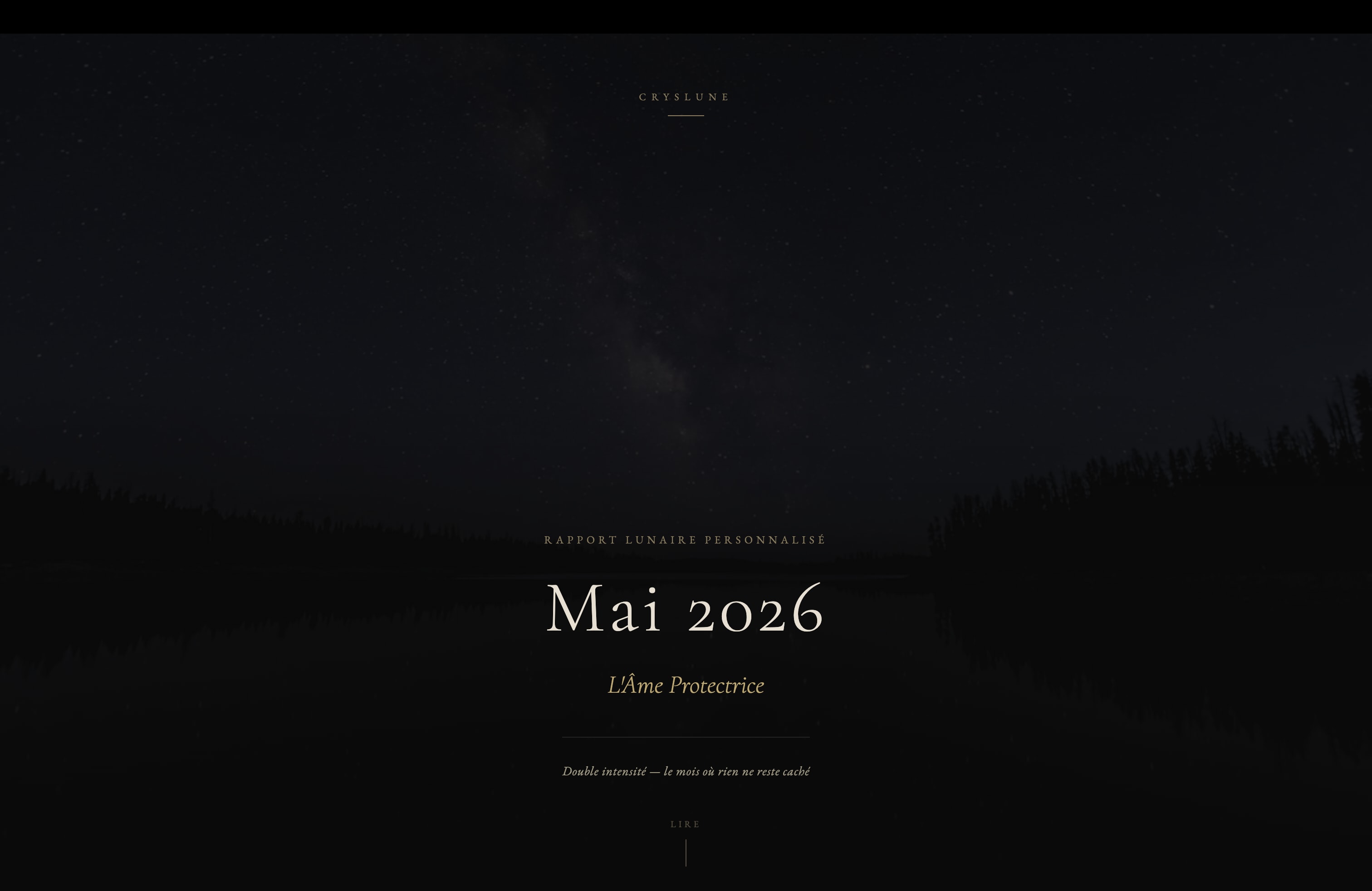 Aperçu rapport lunaire personnalisé Cryslune — cristaux et rituels mensuels