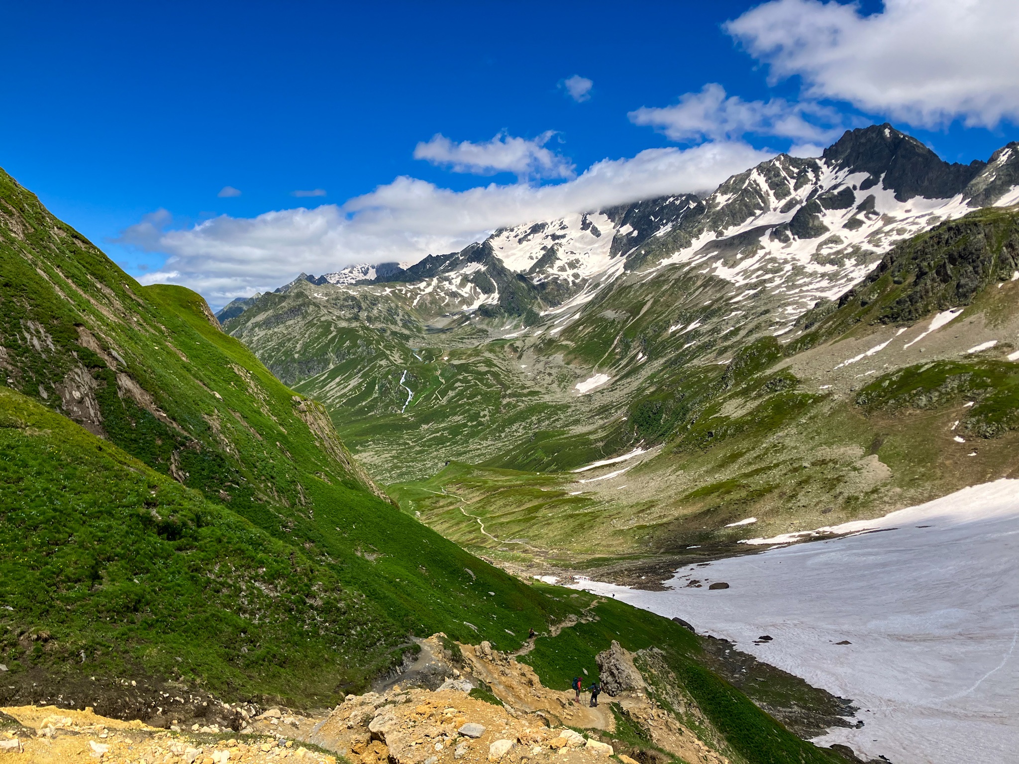 Snowy valley on Tour du Mont Blanc