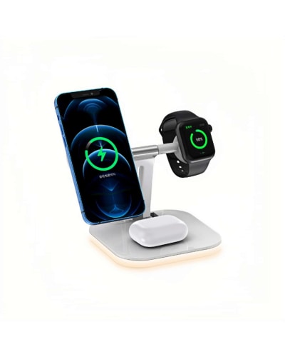 Wireless Charger for iPhone 3-in-1 Foldable Magnetic with Detachable Modules & 2-Level LED Night Light | 15W Max Fast Charging Station - Main View