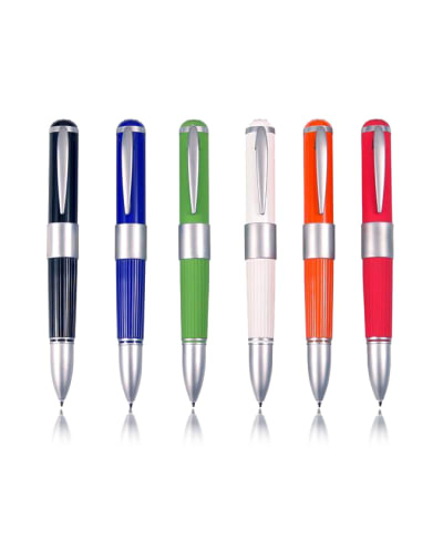 Holiday Promotional USB Sticks Ribbed Grip Pen Flash Drive 6 Vibrant Colors - Main View