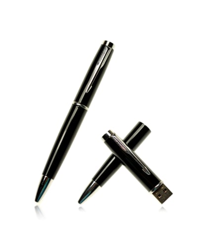 Event Giveaways USB Drives Sleek Black Pen Flash Drive with Custom Branding - Main View