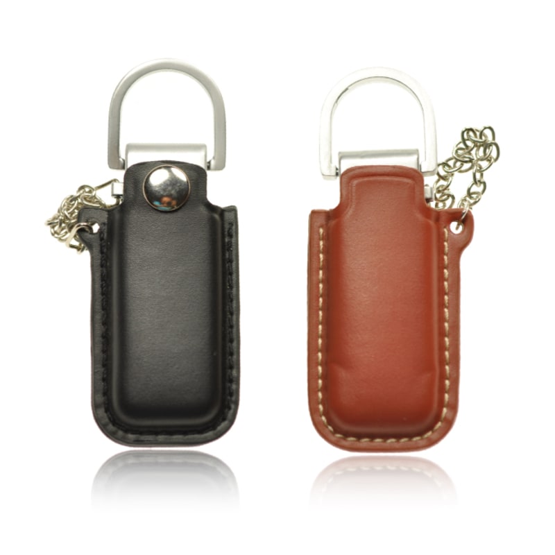 Personalisierte USB-Sticks Großhandel | Abnehmbares Lederetui mit Schlüsselanhänger - Main View
