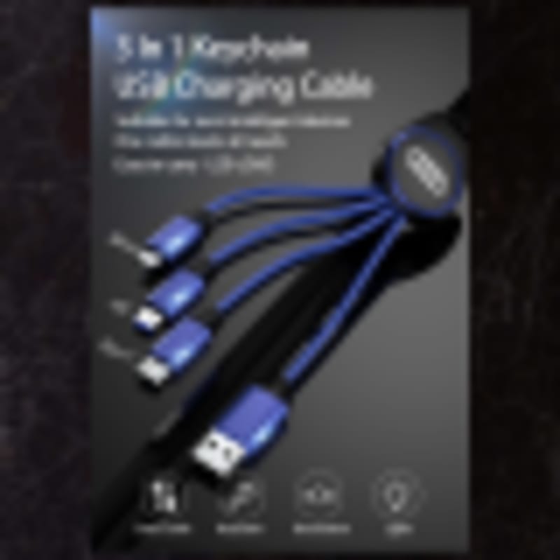 LED Logo Charging Cable | 5-in-1 Keychain Fast Charging Braided Cord - Gallery 4