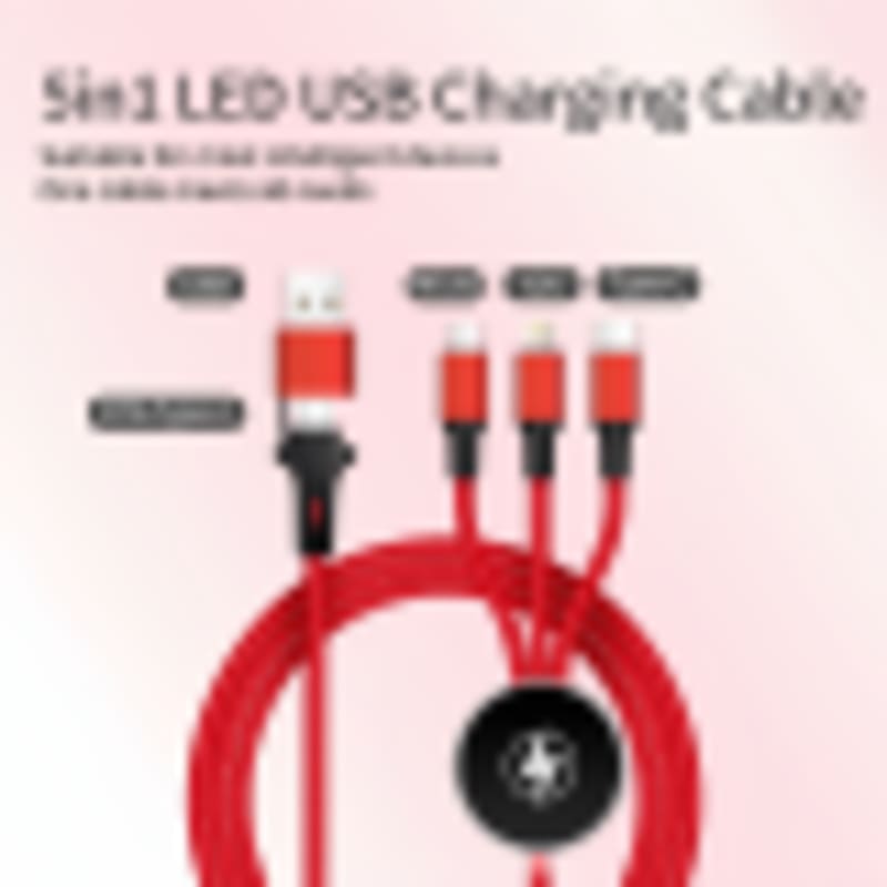 Promotional USB Cable | 3A 3-in-1 & 5-in-1 LED Logo Nylon Braided Charging Cord - Gallery 5