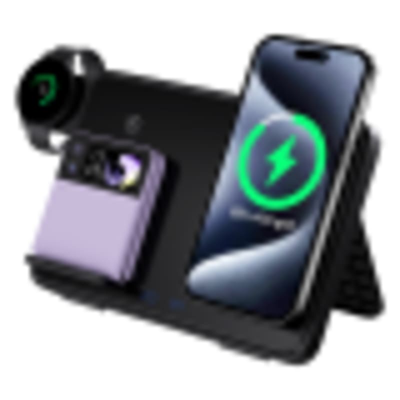 Qi Wireless Phone Charger 3-in-1 Dual 15W Fast Charging Station with Foldable Stand & LED Night Light - Gallery 2