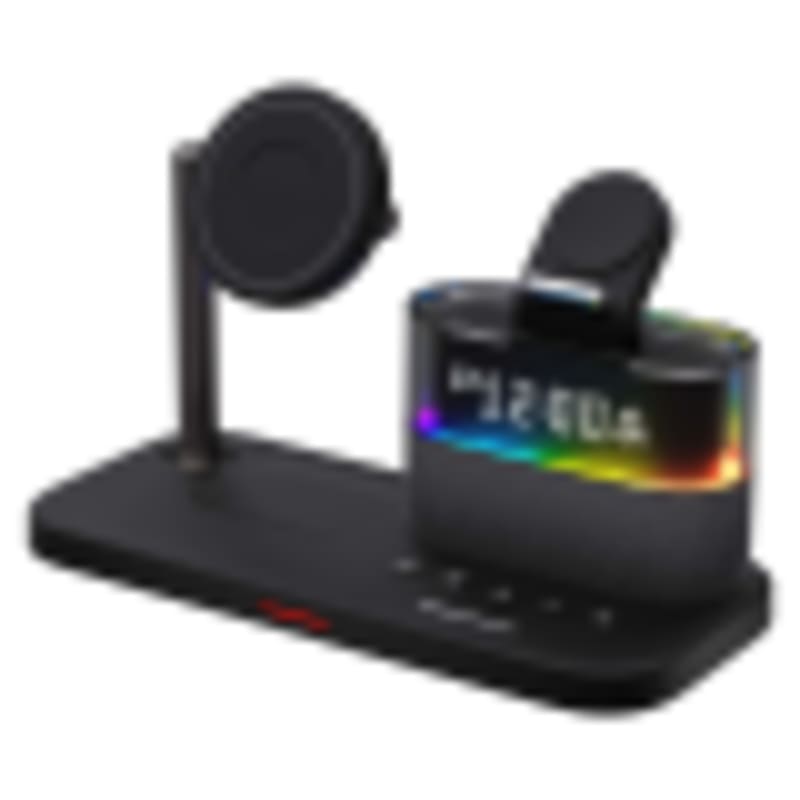 Wireless Charger with Digital Display 5-in-1 with RGB Ambient Light | 15W Max Fast Charging Station - Gallery 4