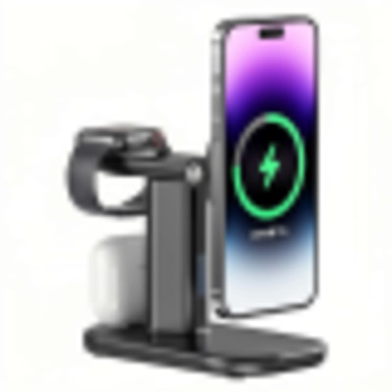 Office Wireless Charger 3-in-1 Magnetic with 2-Level LED Night Light | 15W Max Fast Charging Stand - Gallery 2