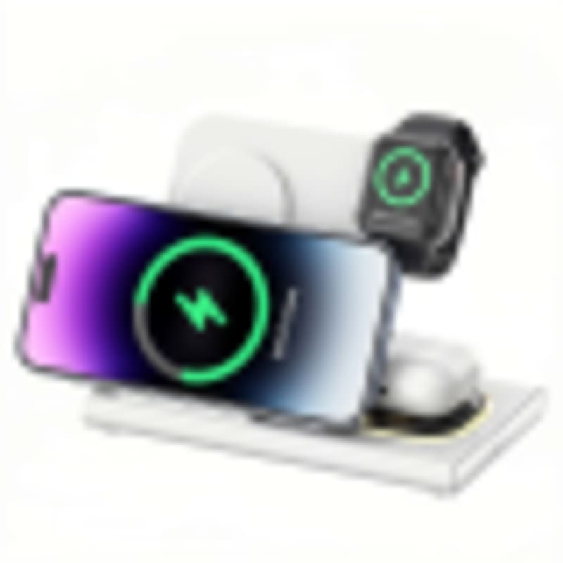 Corporate Gift Wireless Charger 3-in-1 Magnetic Foldable with 2-Level LED Night Light | 15W Max Fast Charging Station - Gallery 2