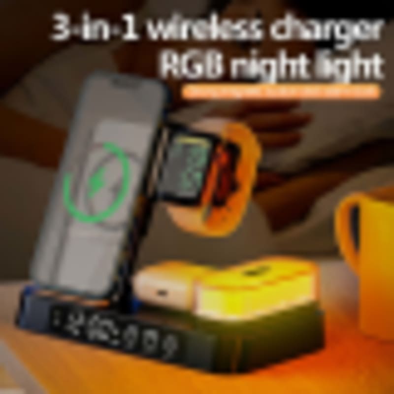 Custom Wireless Charger with Logo 4-in-1 RGB Ambient Light | 15W Max Fast Charging Station - Gallery 3