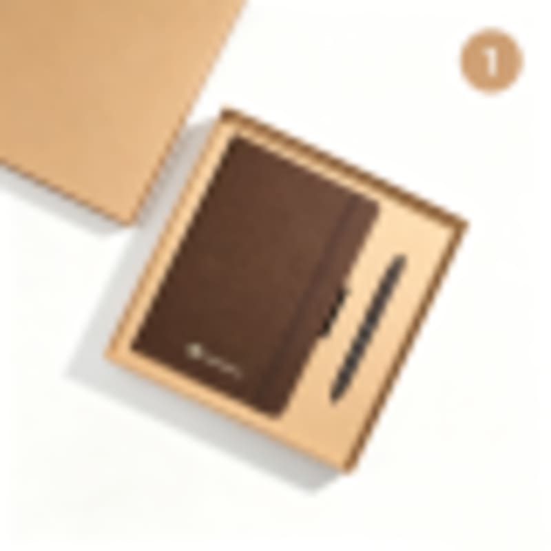 Logo Branded Gifts 2-in-1 Natural Cork & Coffee Grounds Notebook and Pen Gift Set - Gallery 1