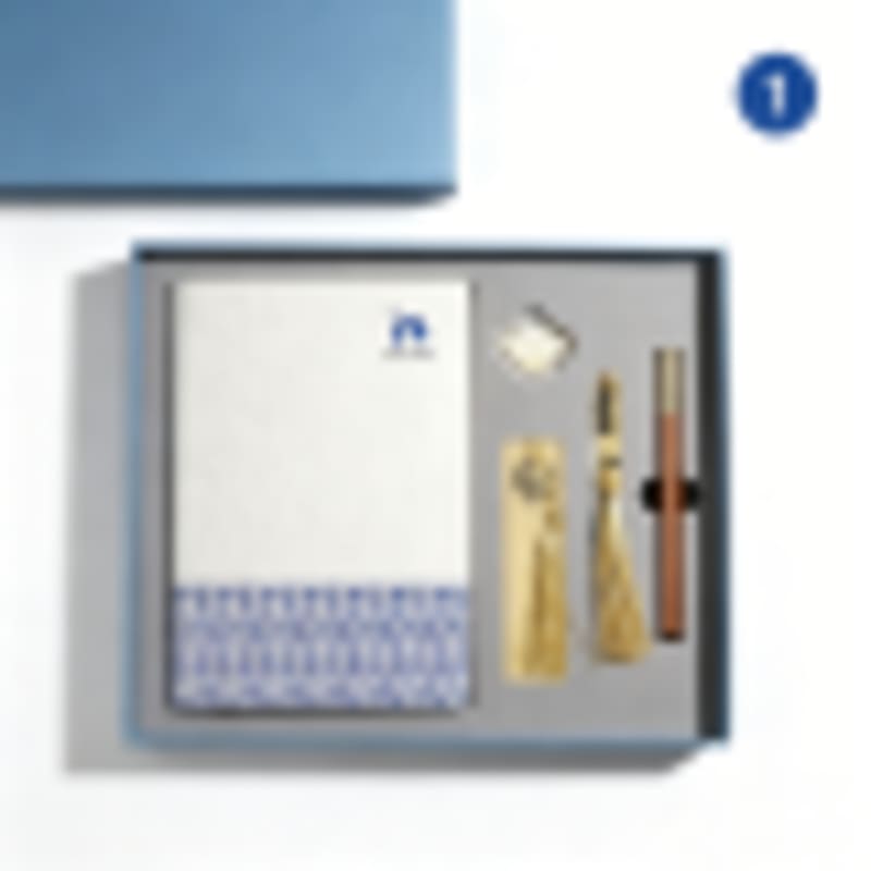 Business Gift Boxes 5-Piece Luxury Stationery Set with Mandun Leather Notebook, Rosewood Pen & Brass Accessories - Gallery 1