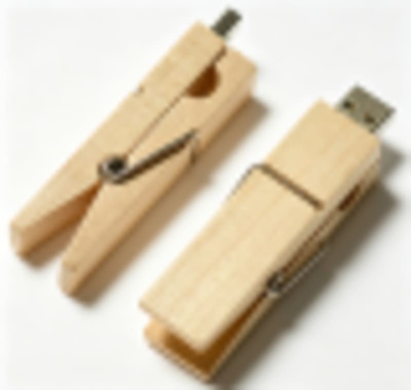 Wood USB Drives Custom Unique Clothespin Shape Maple Flash Drive - Gallery 2
