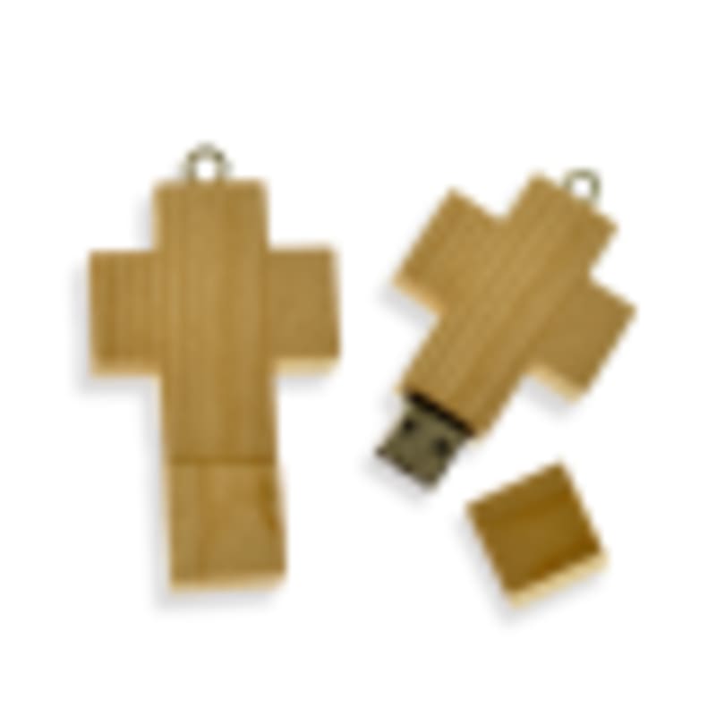  Printing on USB Sticks Custom Cross Shape Natural Maple Wood Flash Drive - Gallery 1