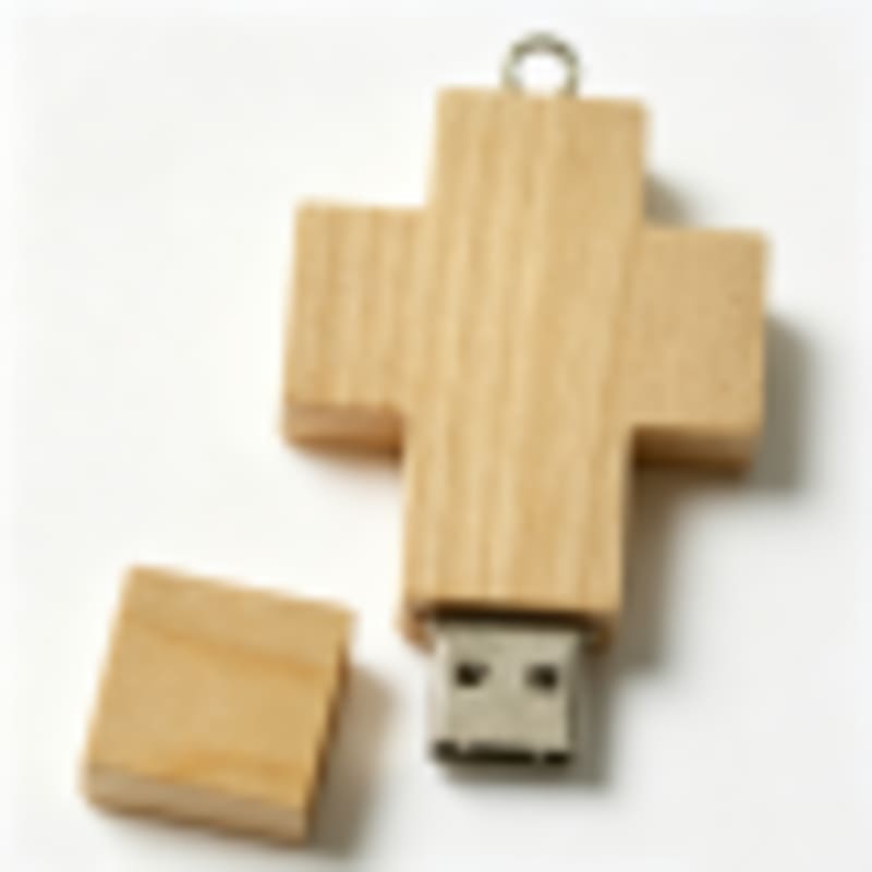  Printing on USB Sticks Custom Cross Shape Natural Maple Wood Flash Drive - Gallery 2