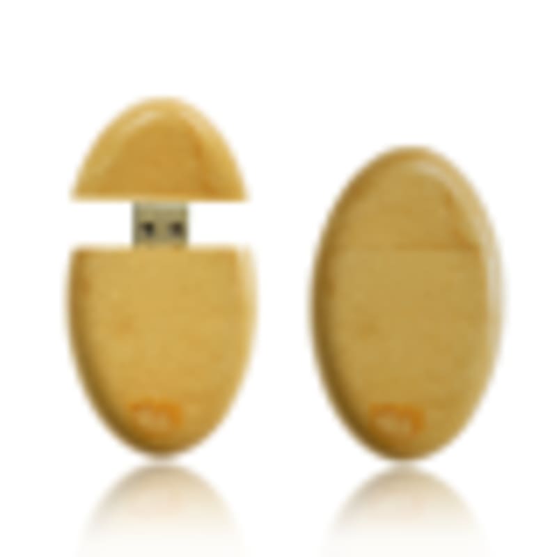 Printed USB Sticks Smooth Oval Pebble Shape Natural Maple Wood Flash Drive - Gallery 1