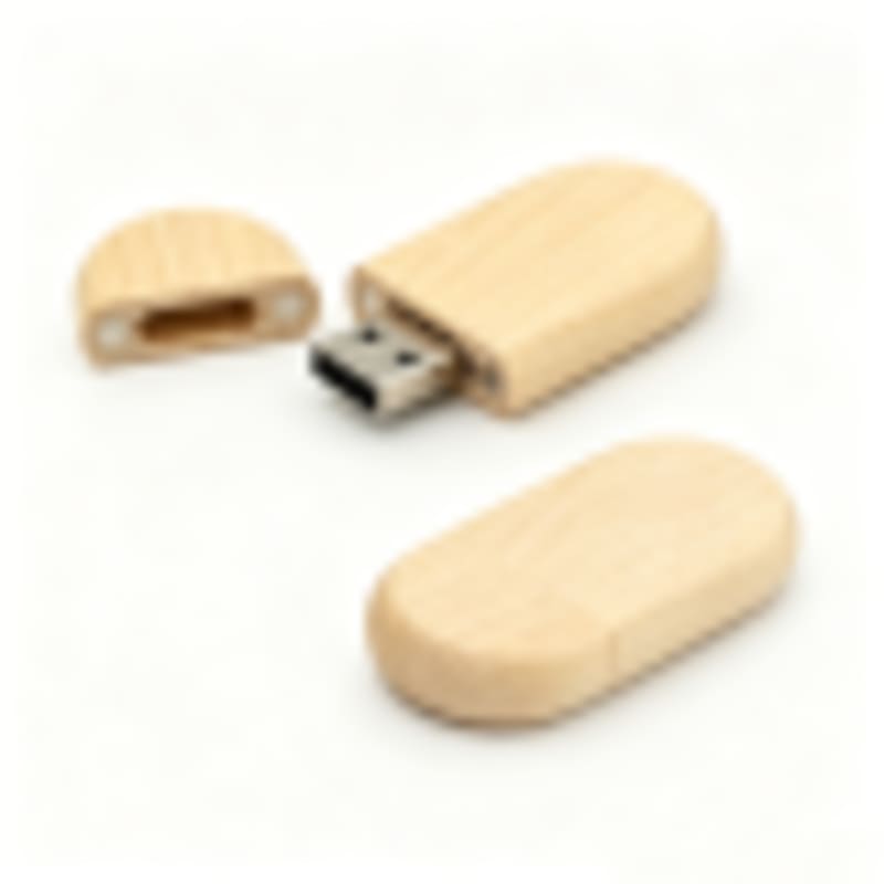 Personalized Flash Drives Smooth Pill Capsule Shape 3 Natural Wood Options - Gallery 2